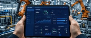Manufacturing operations leader reviewing a schedule adherence trend on a shop-floor dashboard
